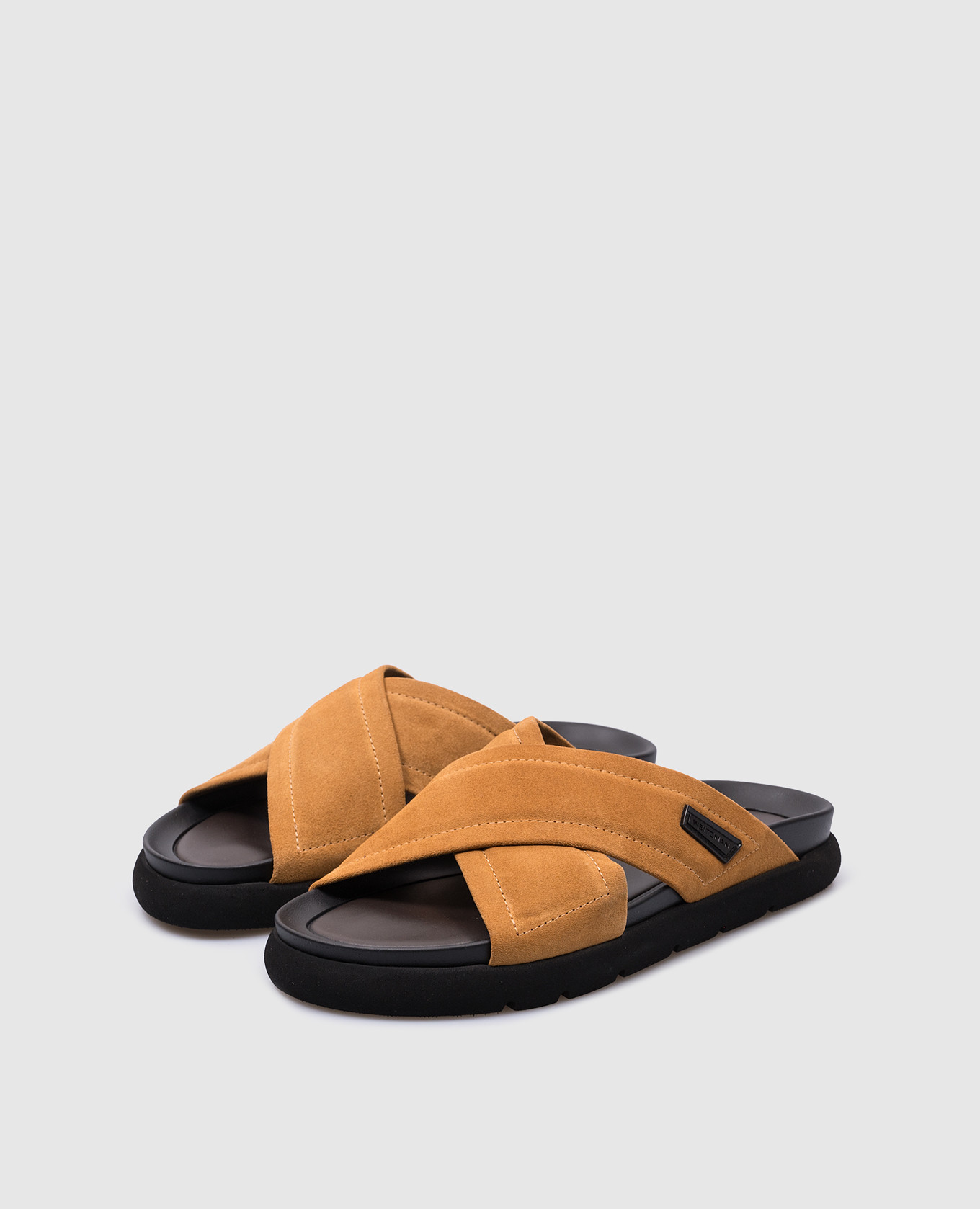 

FLX CRSCRS Logo Suede Flip Flops in Brown Stuart Weitzman