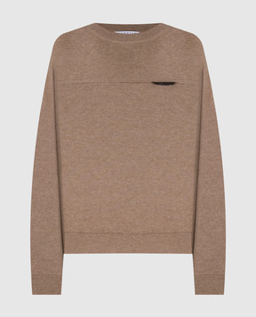 Brunello Cucinelli Beige cashmere jumper with monil chain M12212600P