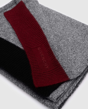 Givenchy Grey cashmere scarf with logo embroidery 710009333001