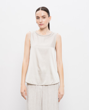 Peserico Silk top with monil chain A08893D02372