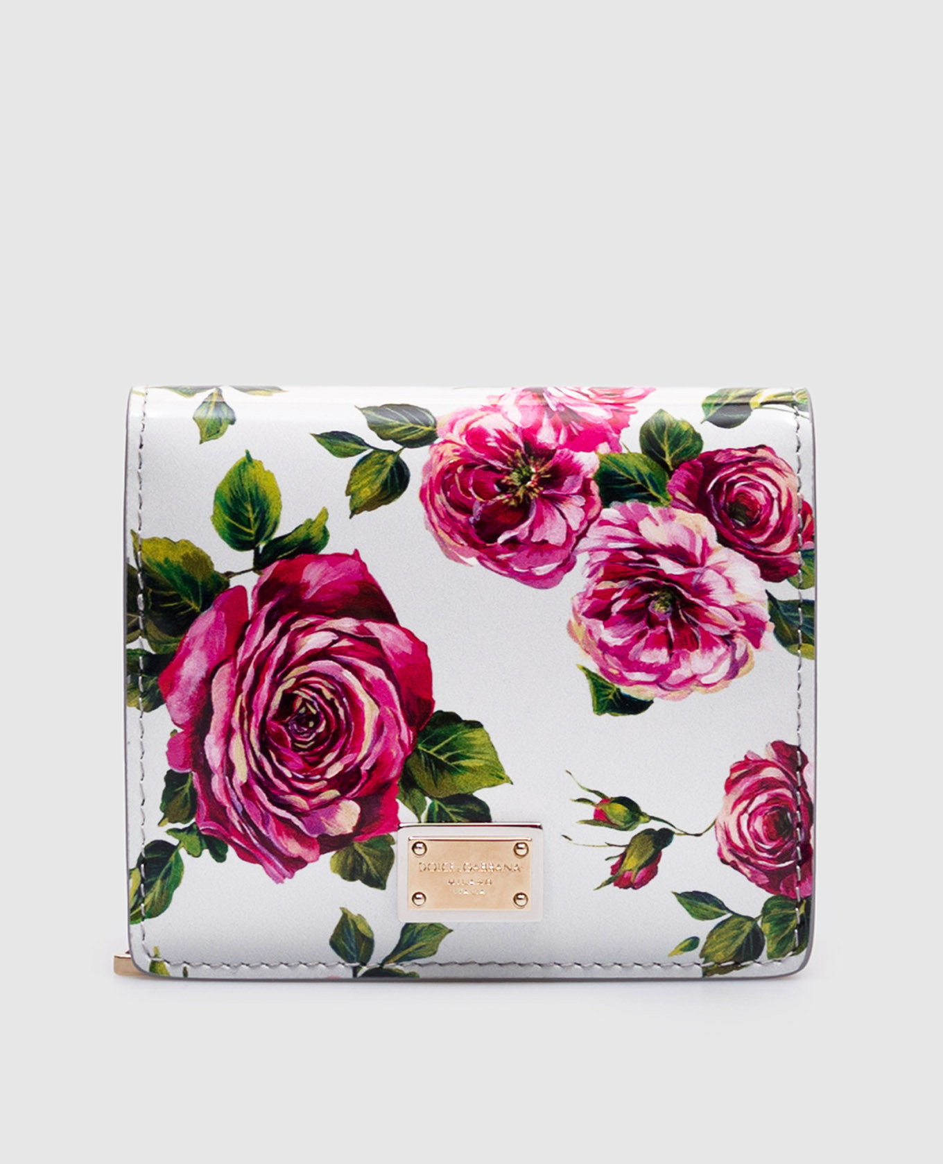

Blue patent leather rose print wallet with logo Dolce&Gabbana, Light blue