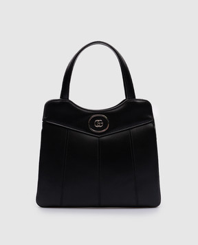 Gucci Black leather bag with metallic GG logo 745918AABSG