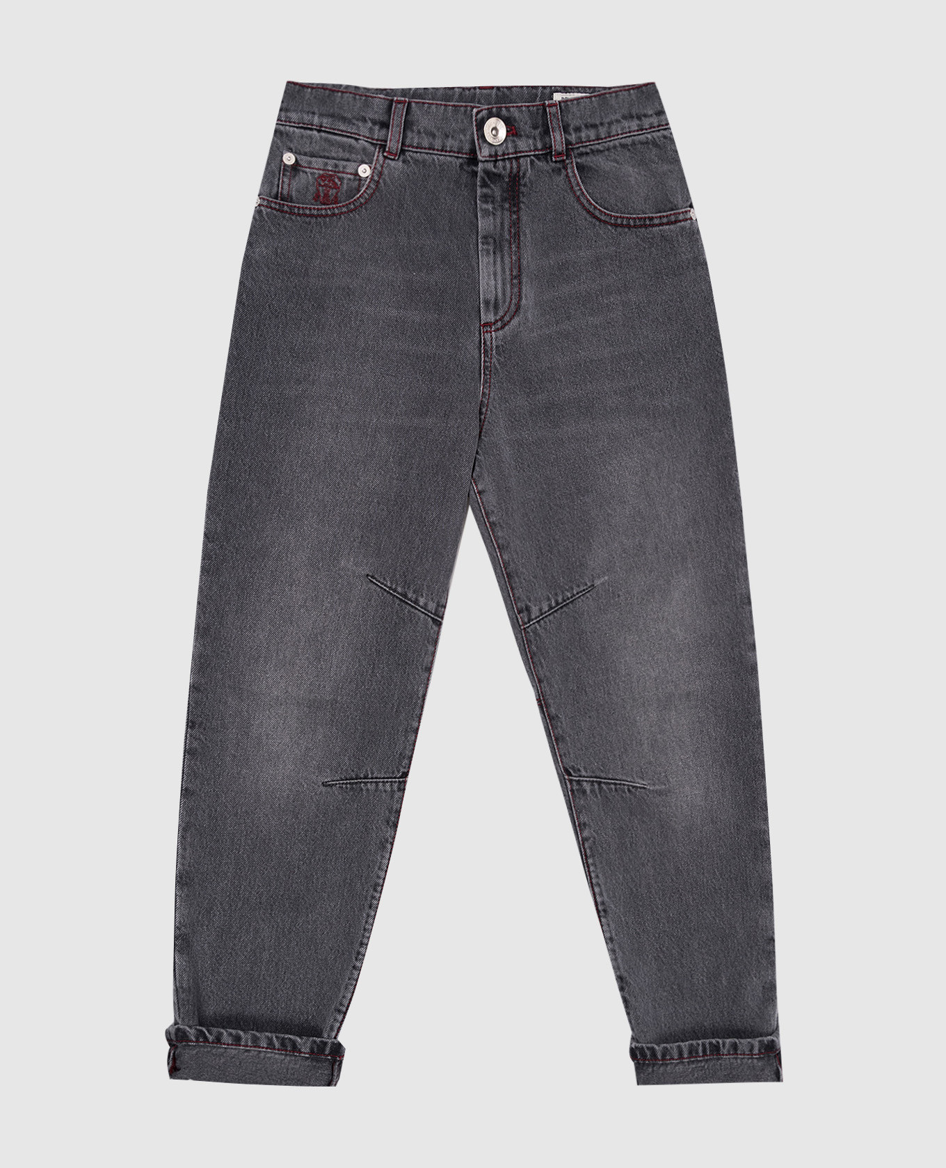 

Children's gray jeans with logo patch Brunello Cucinelli, Grey