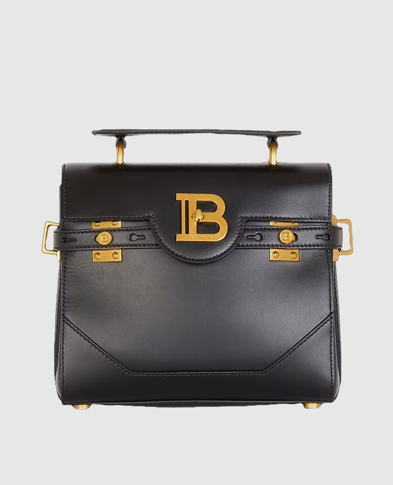 

B-Buzz 23 Black Leather Satchel Bag with Monogram Logo Balmain