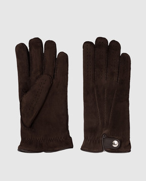 Brunello Cucinelli Brown suede gloves MPMLV93608