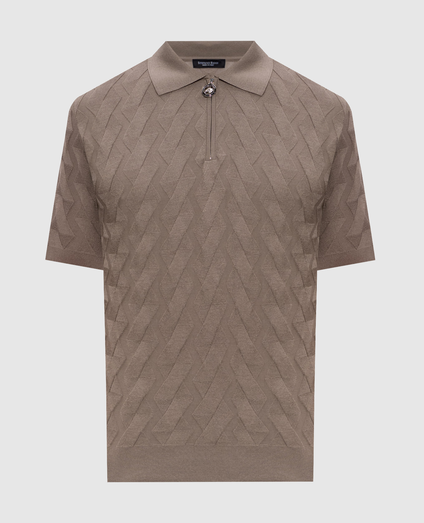 

Grey silk polo shirt with logo emblem Stefano Ricci