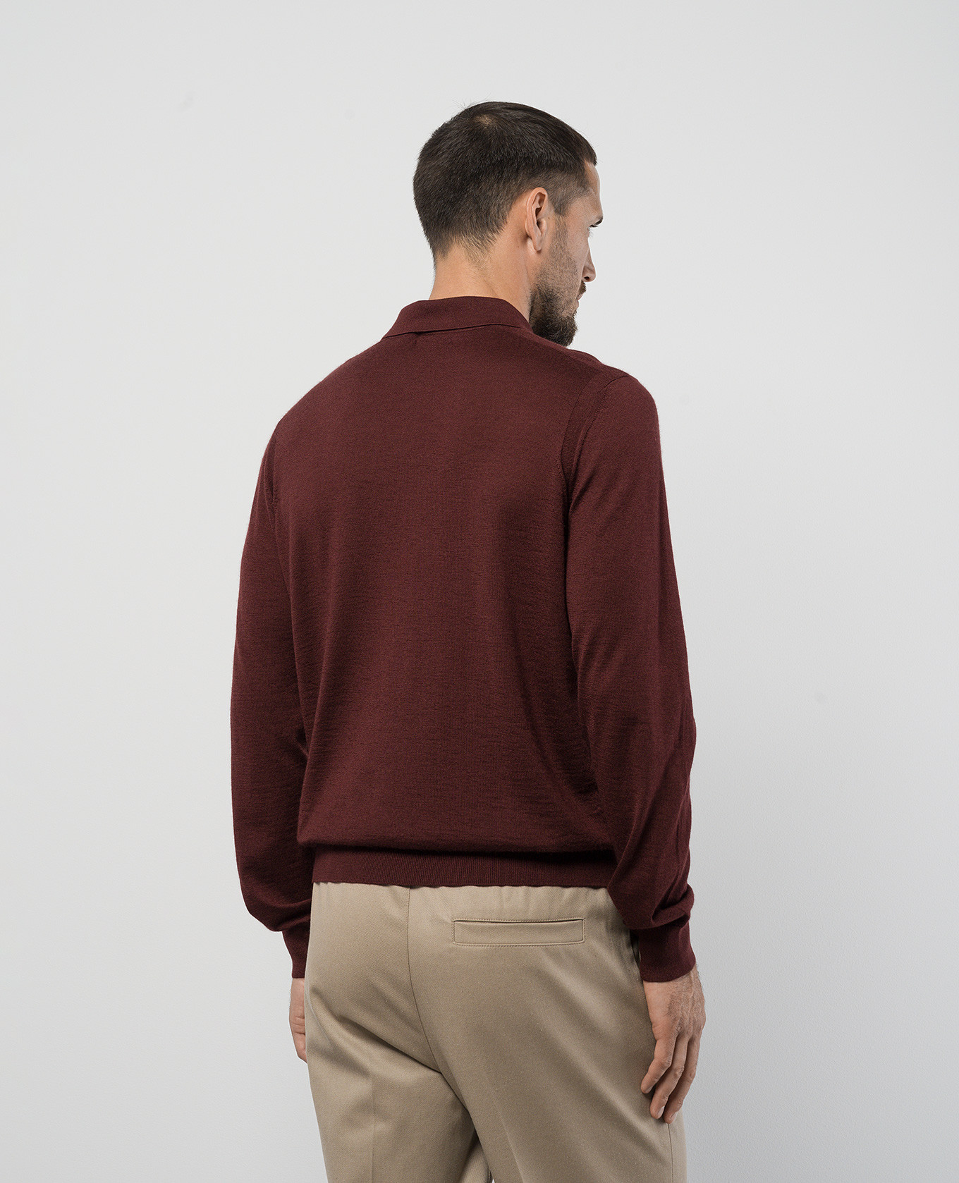 

Burgundy cashmere and silk polo shirt Stefano Ricci