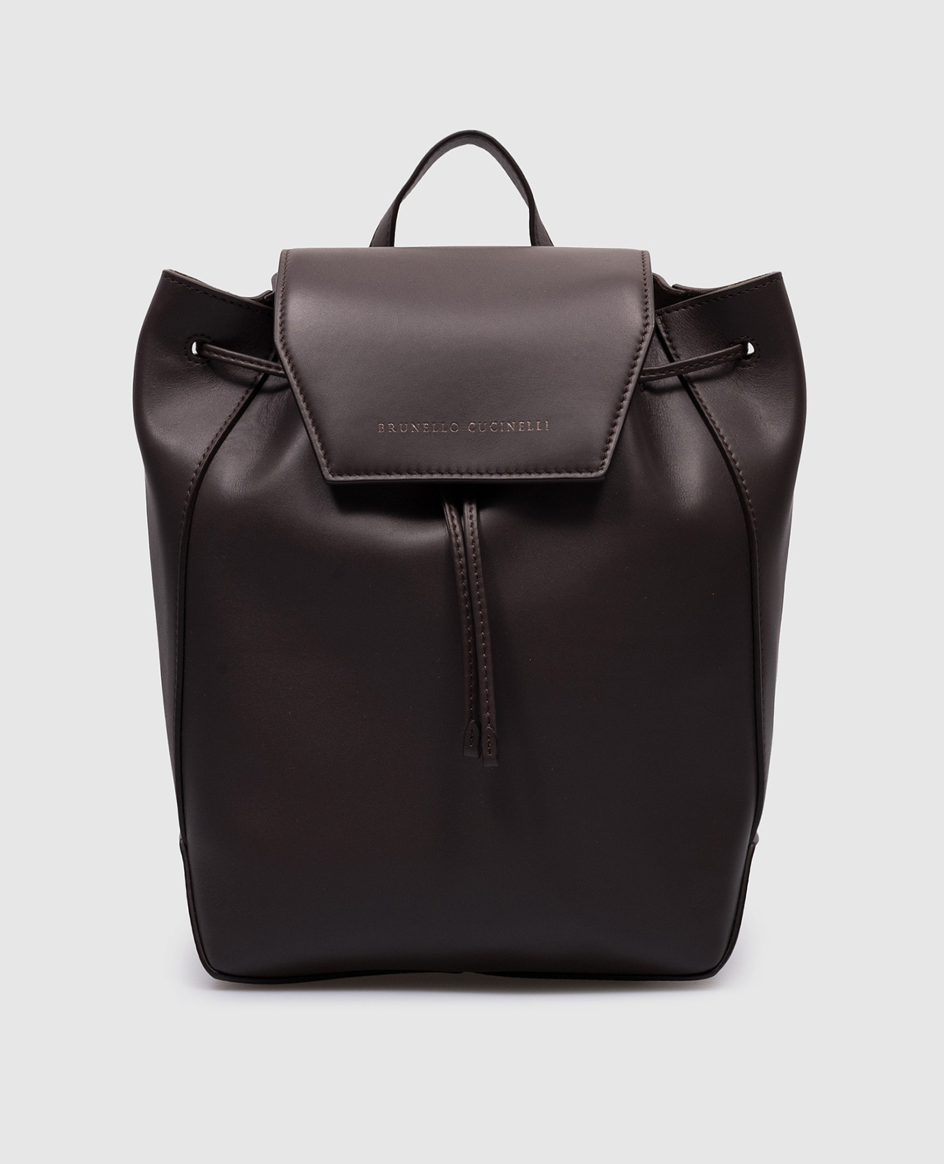 

Brown leather backpack with embossed logo Brunello Cucinelli
