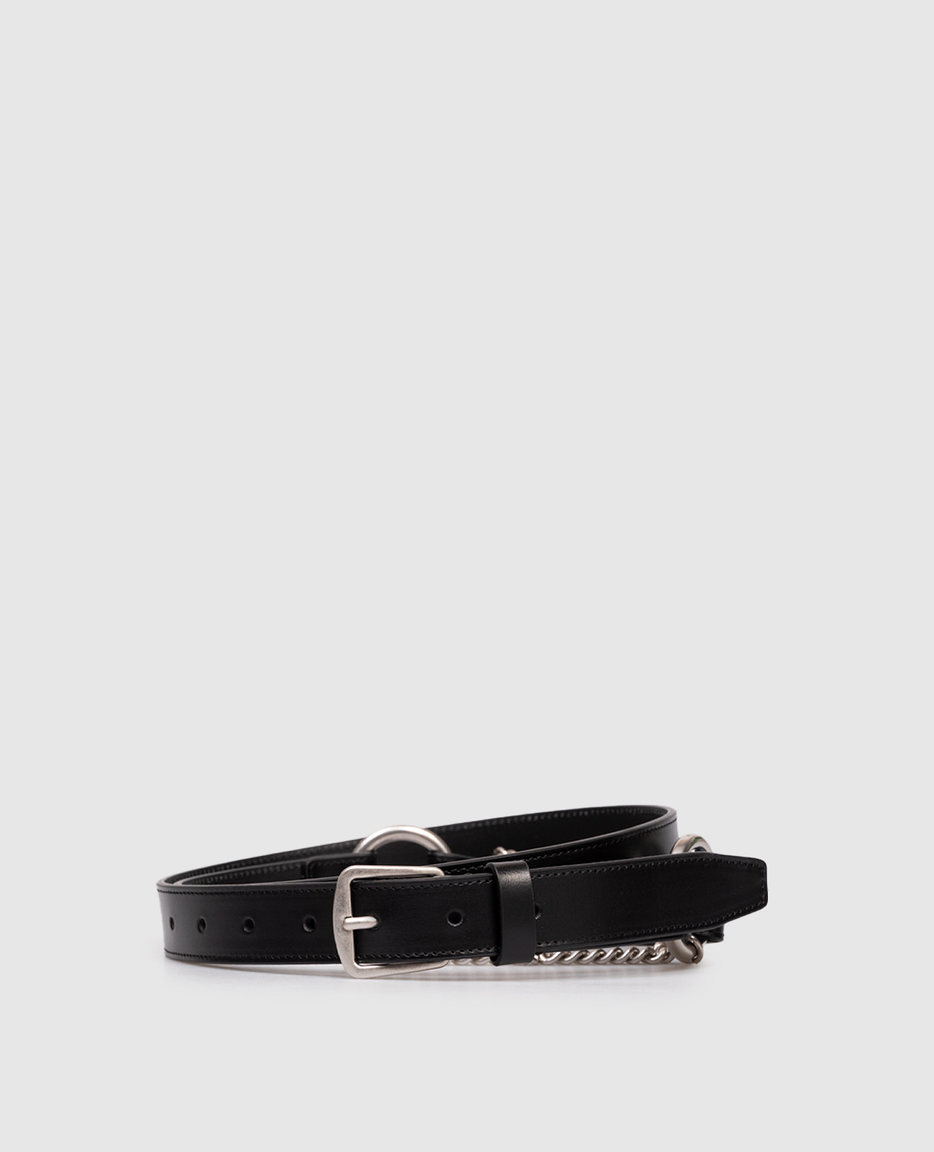 

Dine black leather belt with chain Ann Demeulemeester