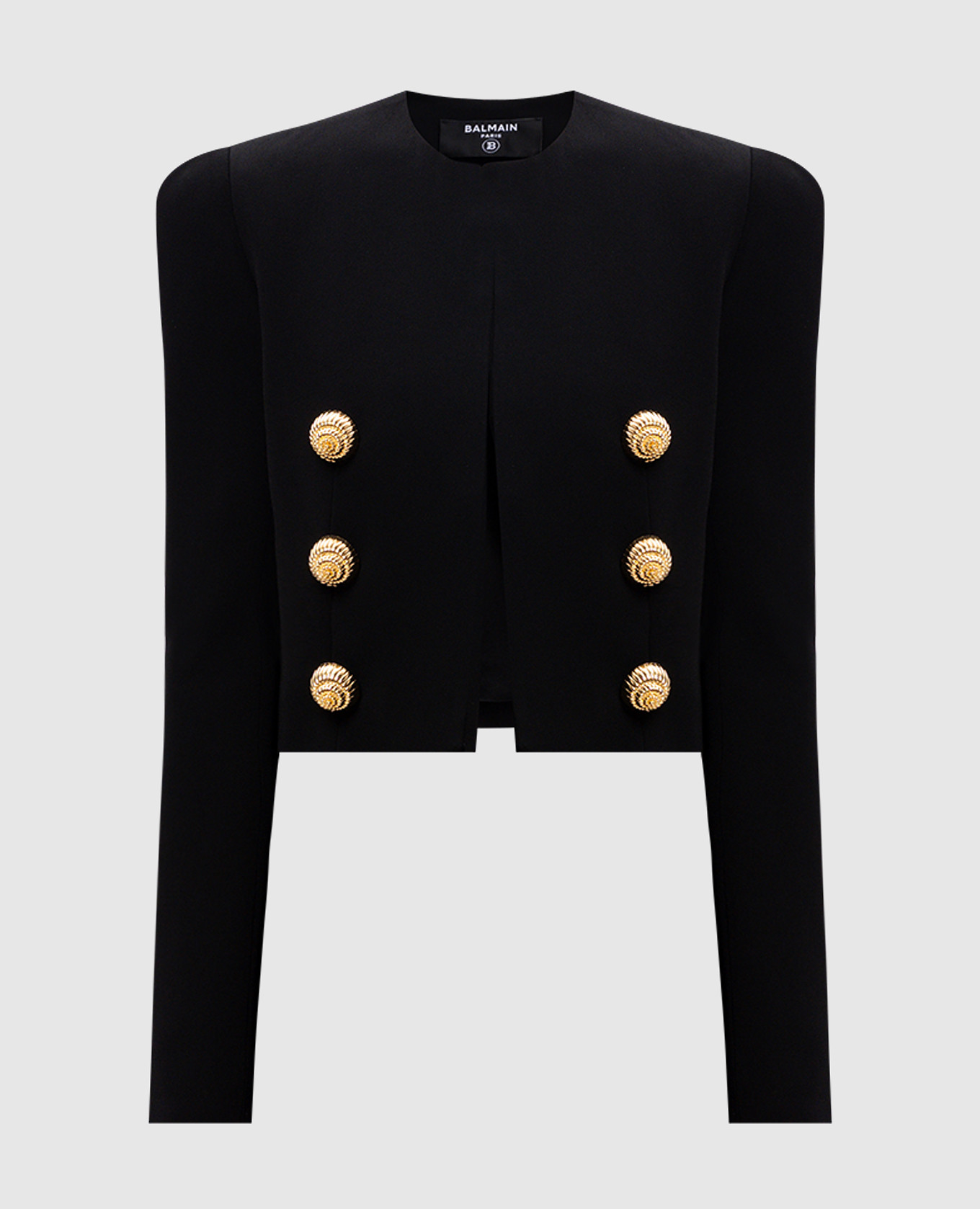 Nou Balmain Black cropped jacket with branded rivets