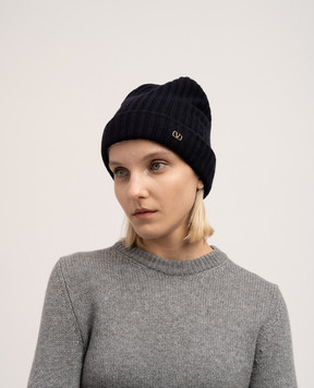 Valentino Blue wool cap with VLogo logo 5W2HB01VGPI