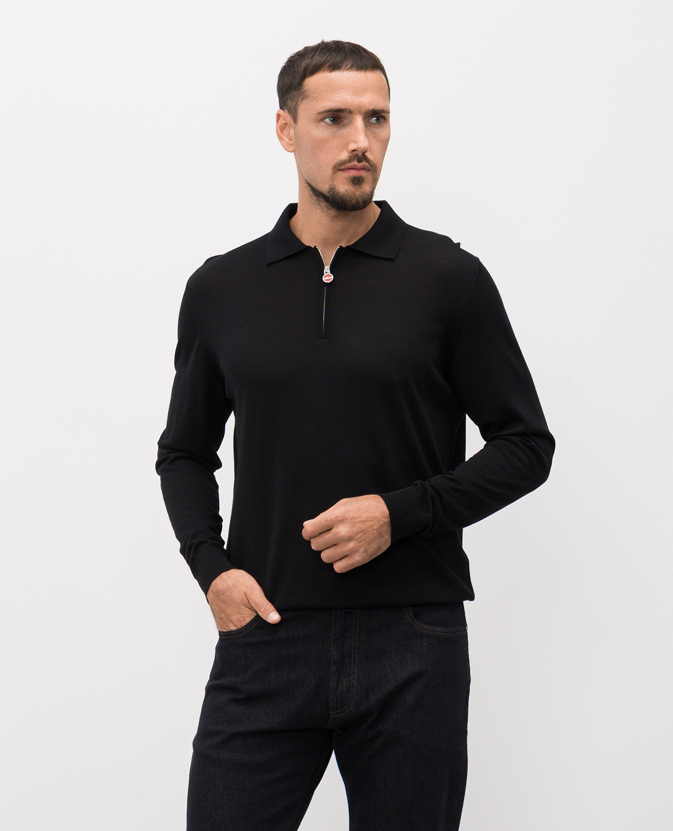 

Black wool polo shirt Kiton