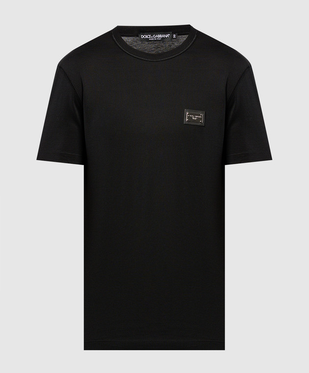 Tシャツ・カットソー DOLCE  GABBANA Men T Shirts G8PT1TG7F2I Black Dolce&Gabbana - Black t-shirt with metallic logo G8PT1TG7F2I