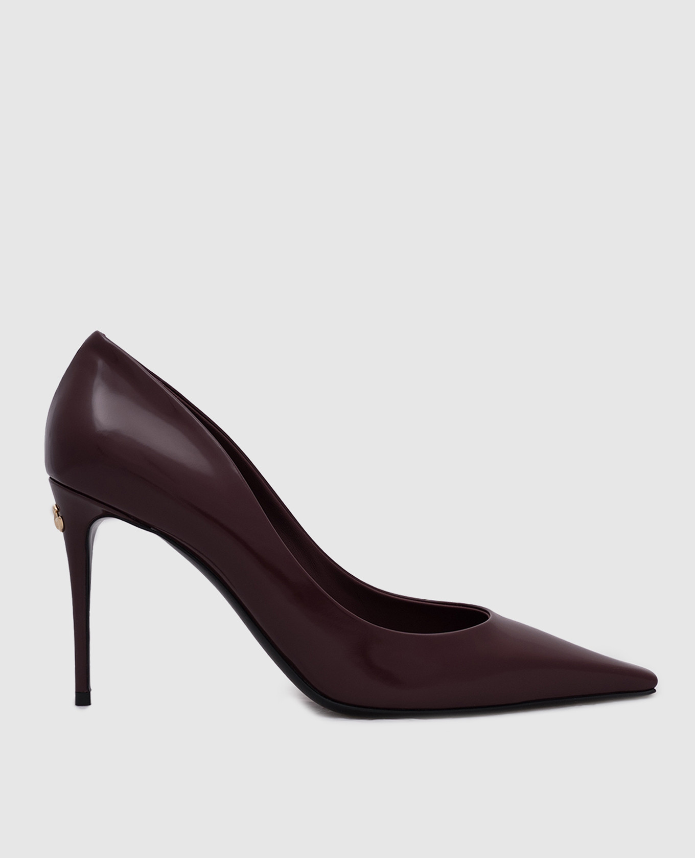 Burgundy leather glossy shoes with logo Dolce&Gabbana