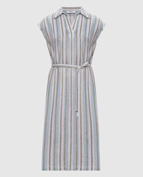Peserico Green striped linen dress S02199A06852