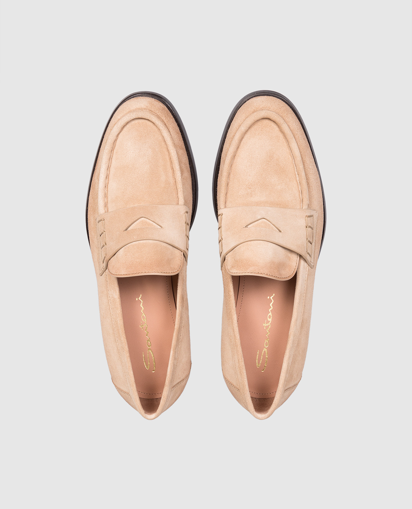 

Beige suede loafers Santoni