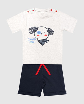 RiminiVeste Ellepi children's gray suit with print and application CO5056