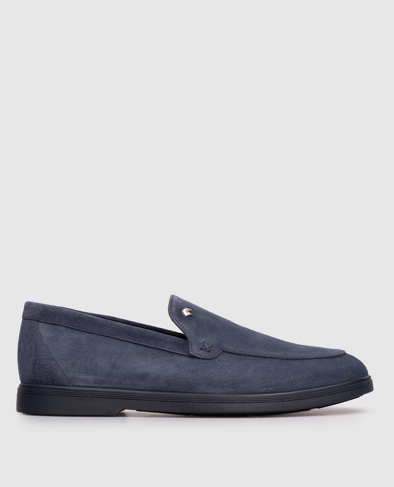 

Blue suede loafers with textured emblem Stefano Ricci