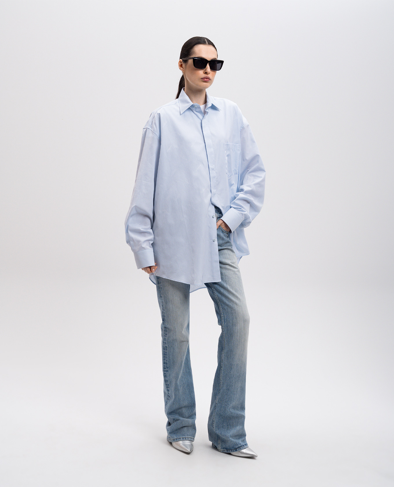 

Blue shirt with logo pattern Vetements, Light blue