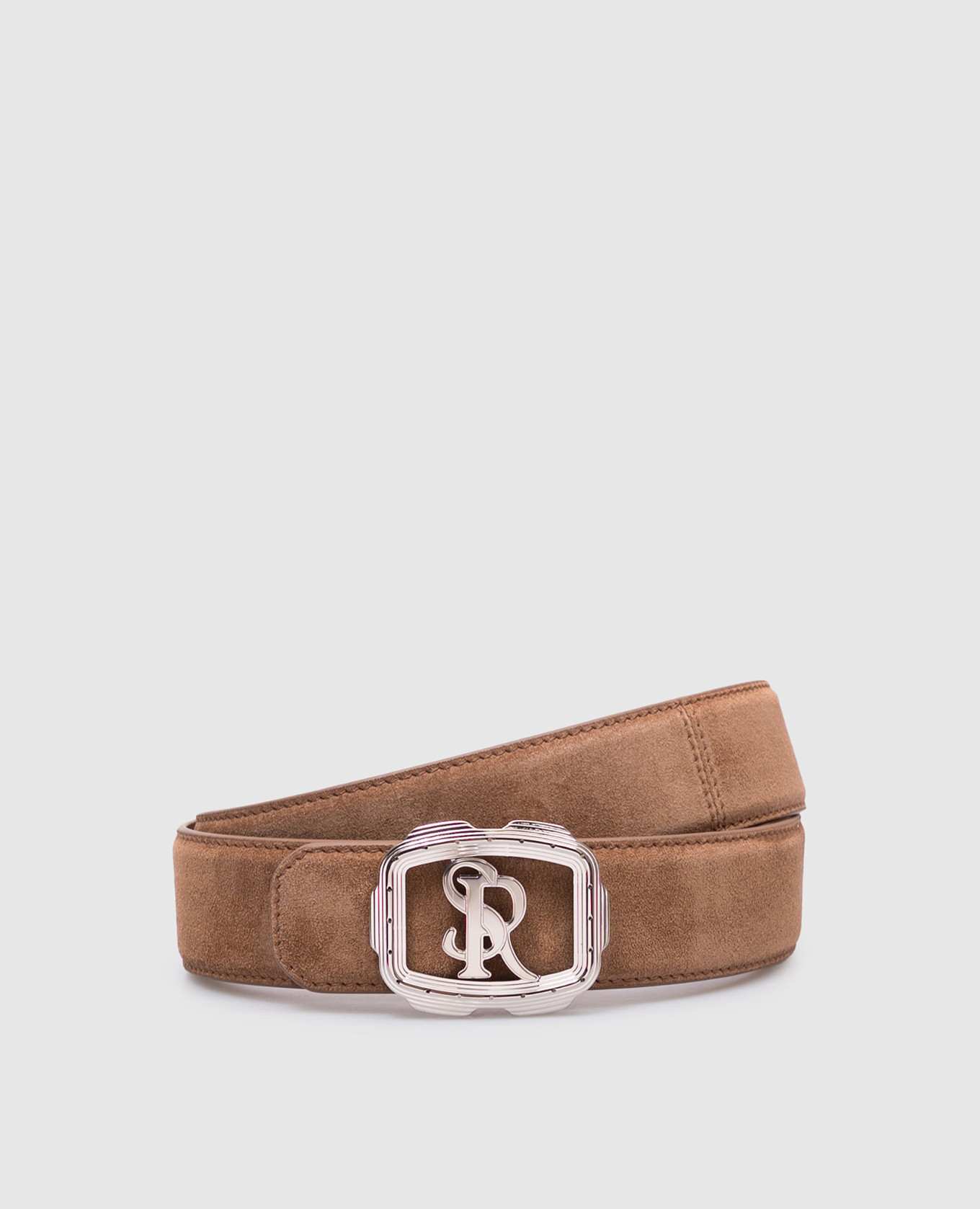 

Brown suede belt with monogram logo Stefano Ricci