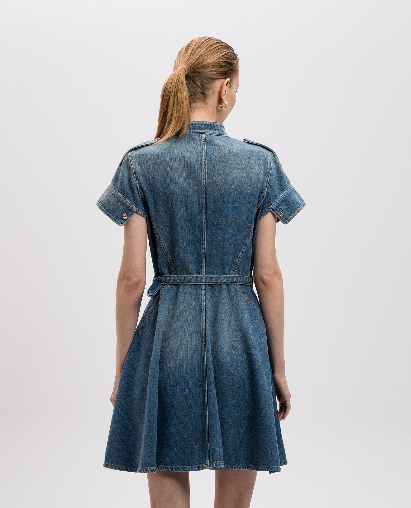 Blue denim mini dress with a frayed effect Alexander McQueen 4