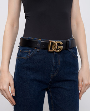 Dolce&Gabbana Black leather belt with logo BE1446AW576