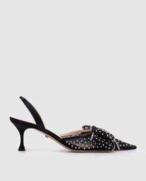 Mach&Mach Black slingbacks with crystals S085565X18