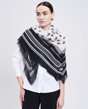 Dolce&Gabbana White cashmere and silk scarf with logo FS209AGDDAT