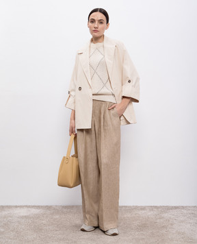Peserico Beige short-sleeved sweater with monil chain E99960F03R09276