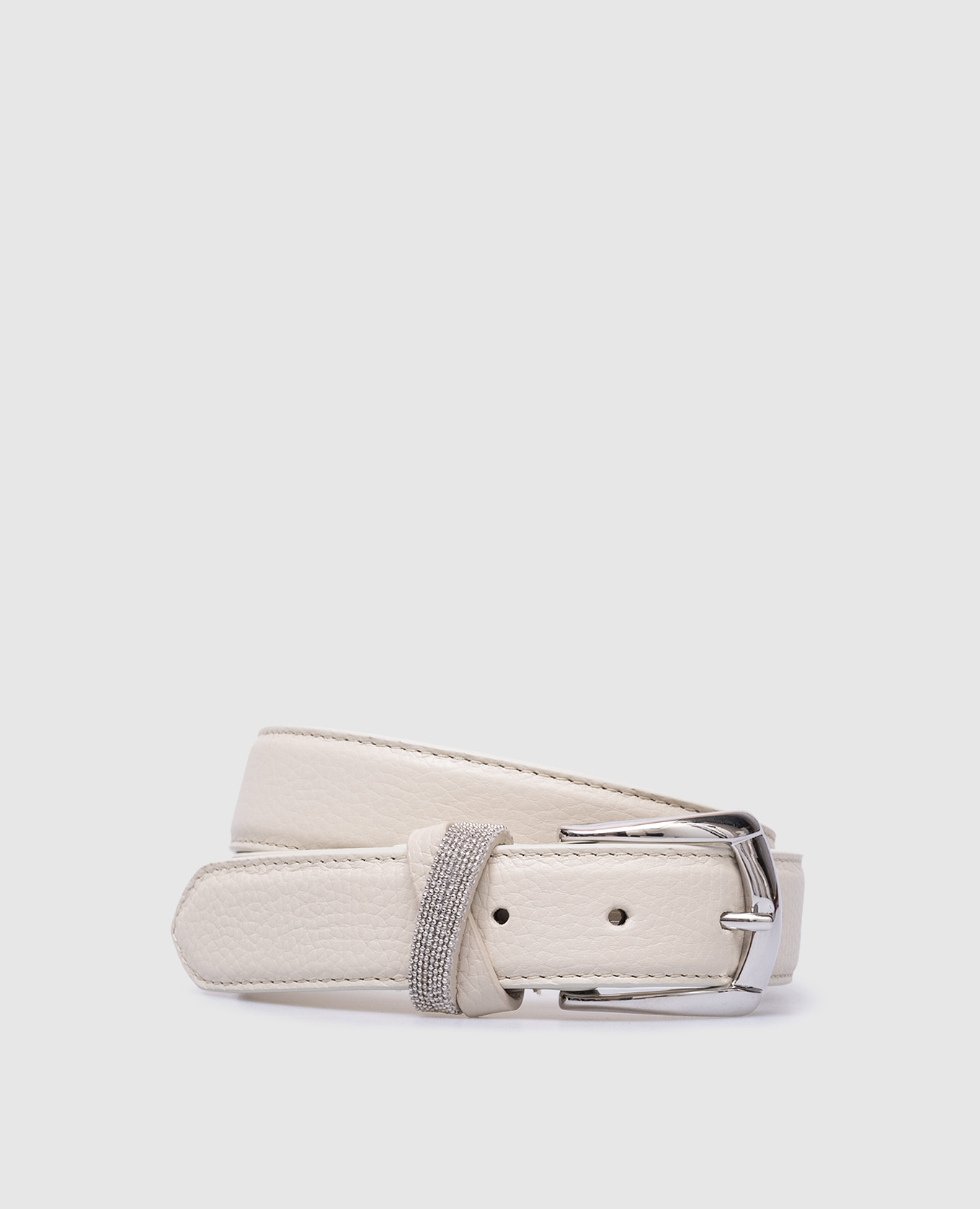 

White leather belt with monil chain Peserico