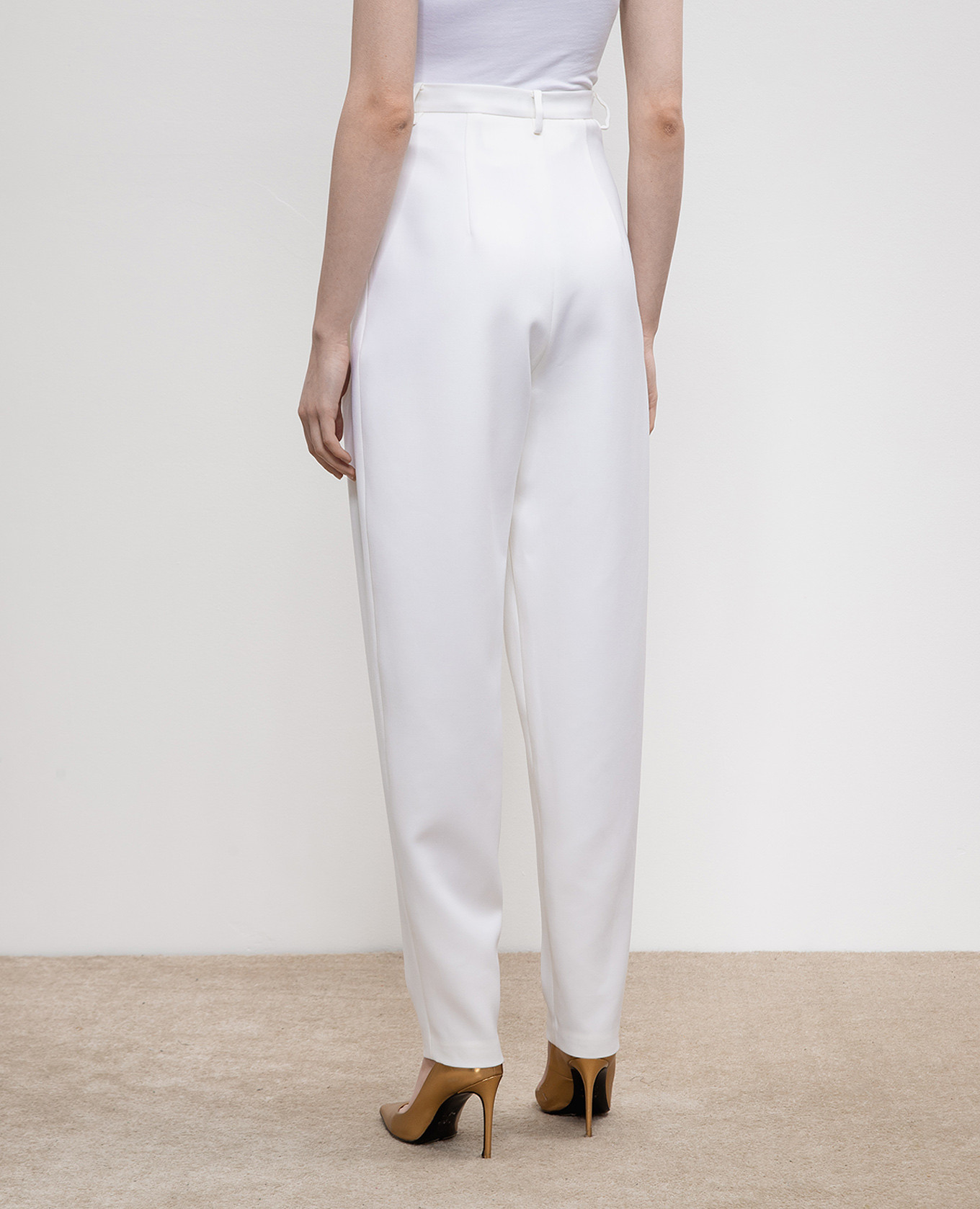 White wool trousers with a high rise Magda Butrym 4