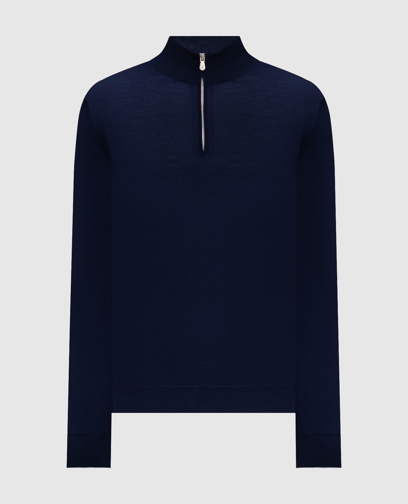 Blue wool and cashmere jumper with zipper Brunello Cucinelli