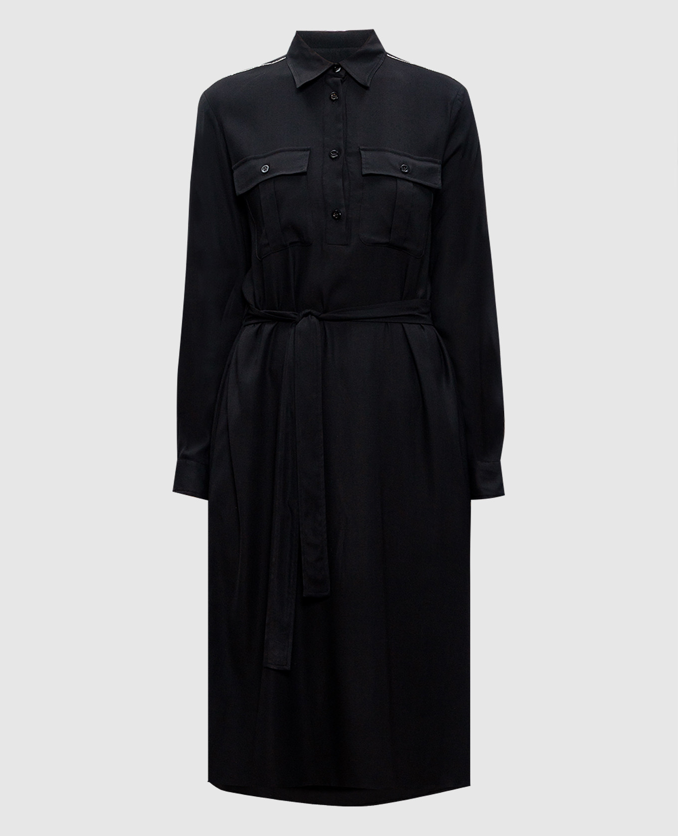 

Black wool polo dress with monil chain Peserico