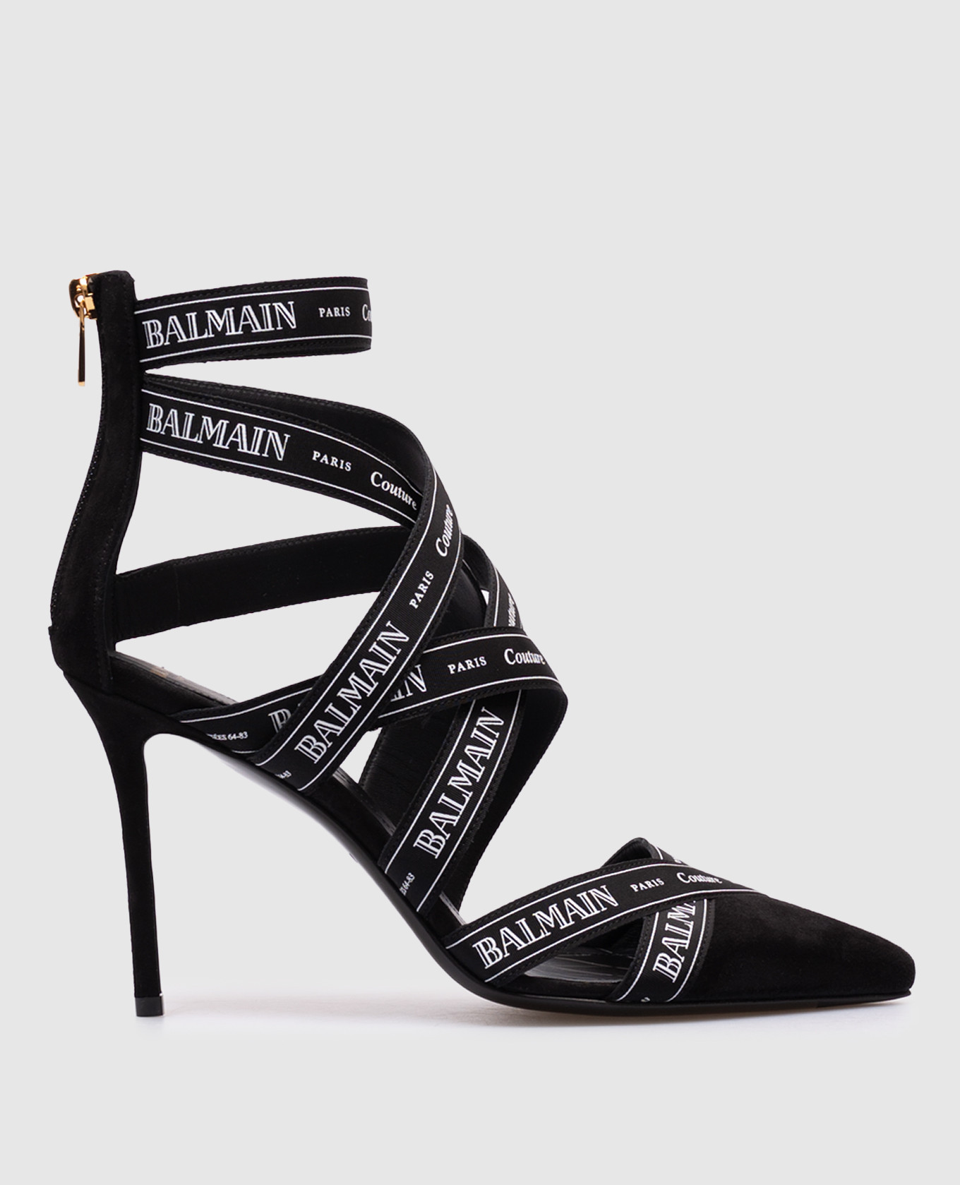 Black suede sandals with branded ribbons Balmain