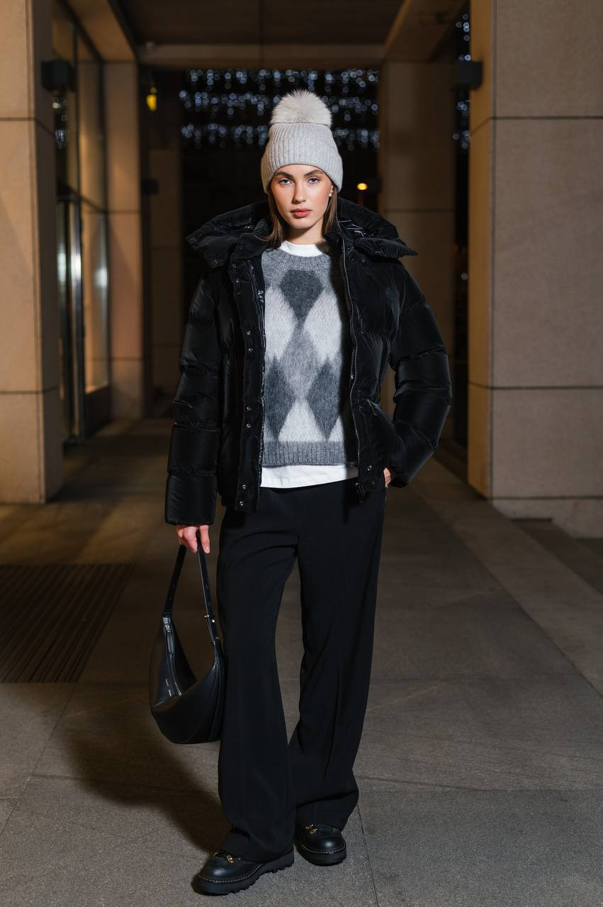 Gray sweater with wool in a geometric pattern Moncler 6