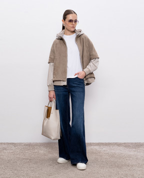 MooRER TALITHA beige combination jacket with removable sleeves TALITHAURO