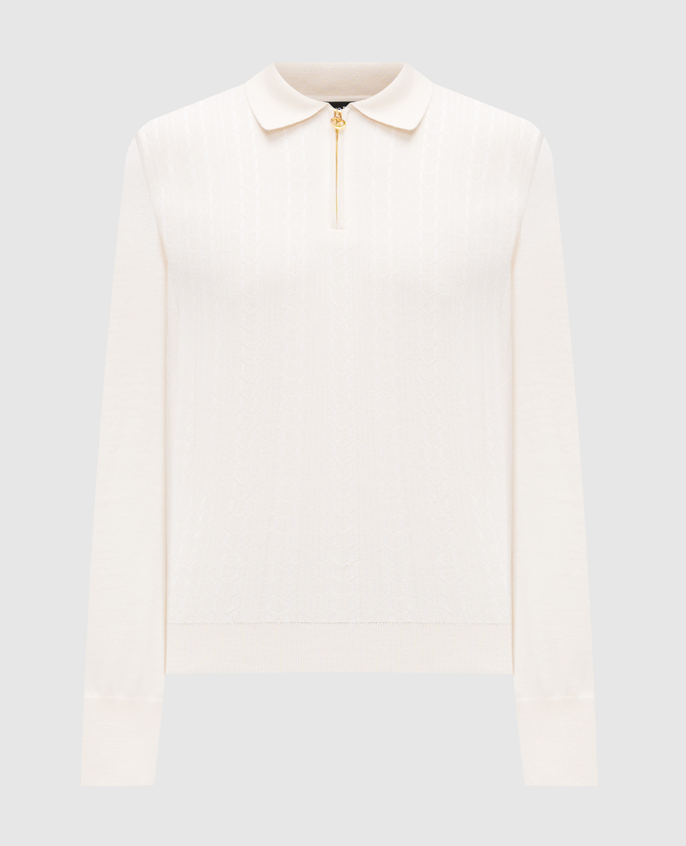 

Beige cashmere and silk patterned polo shirt Stefano Ricci