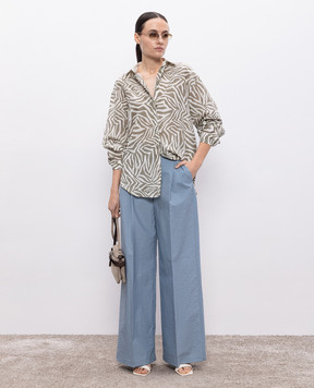 Brunello Cucinelli Blue pants with a monil chain M0F79P8853