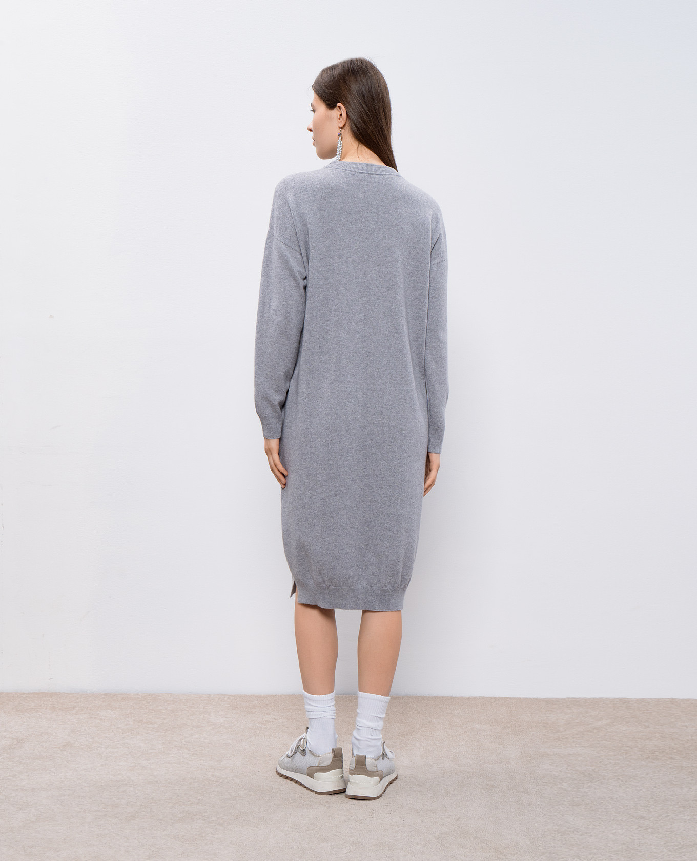 

Gray wool, silk and cashmere dress with monil chain Peserico, Grey