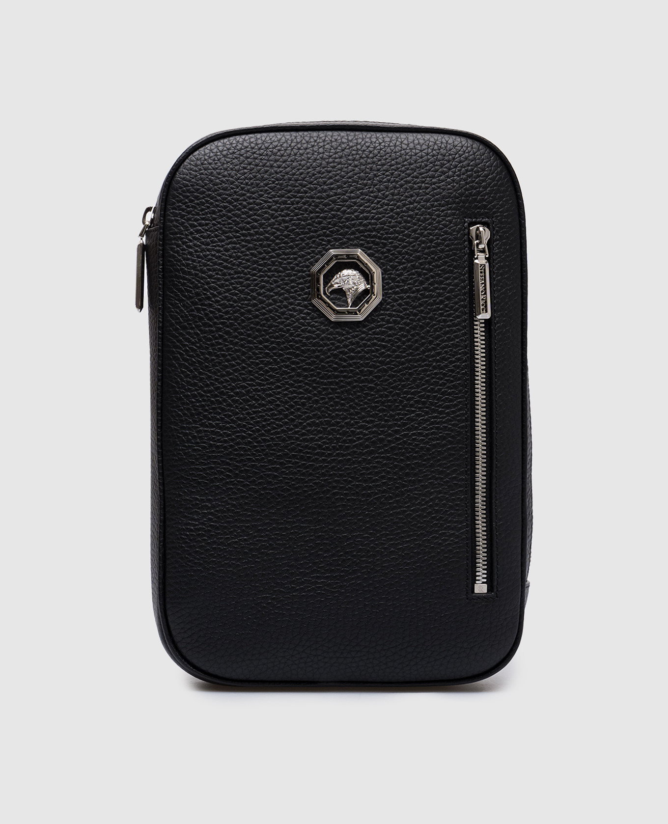 

Black leather sling bag with metal logo Stefano Ricci