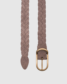Brunello Cucinelli Gray suede belt with weaving MAURP333