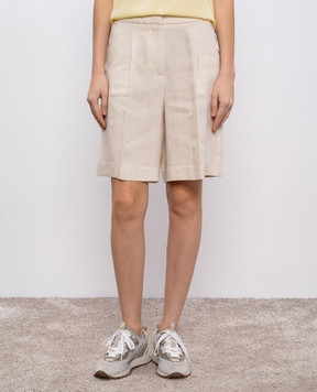 Peserico Beige linen shorts with lapels P04083Z02629