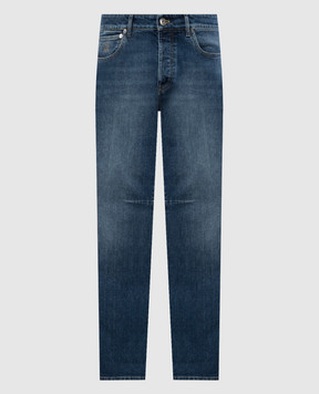 Brunello Cucinelli Blue distressed jeans with logo patch M283PX1290