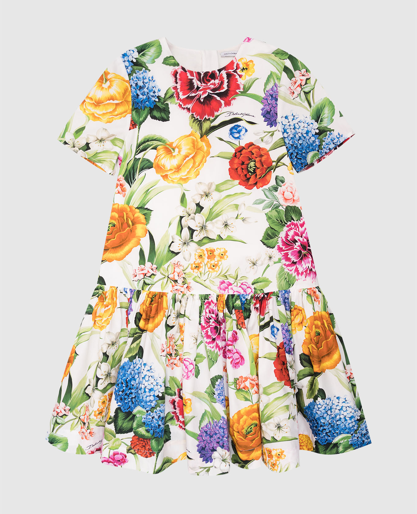 Children&#39;s floral print midi dress with logo Dolce&Gabbana