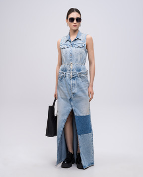 Maison Margiela MM6 Blue denim maxi dress with double construction S62DG0046M30018