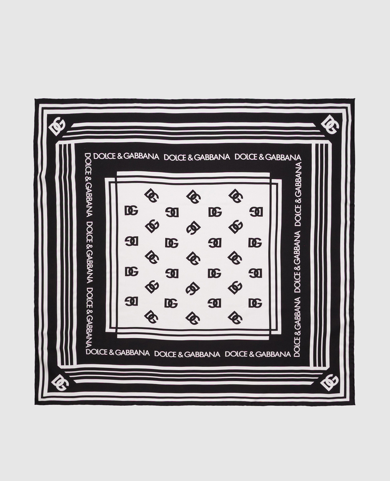 White silk scarf with contrasting logo print Dolce&Gabbana