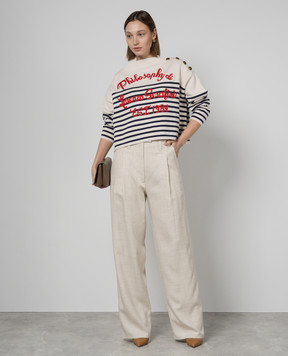 Philosophy di Lorenzo Serafini Beige striped wool sweater A09020706