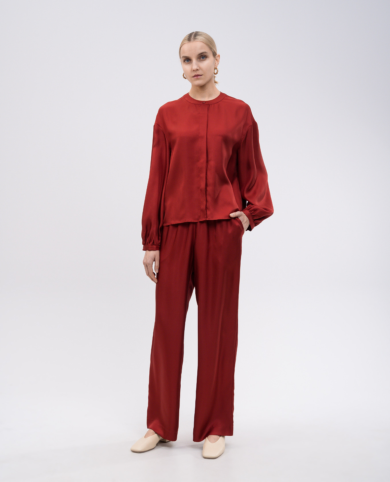 

LEA burgundy silk blouse Lou Lou Studio