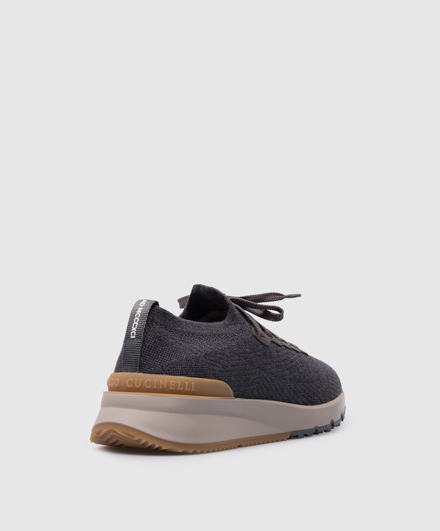 Brunello Cucinelli - Gray wool sneakers with leather inserts