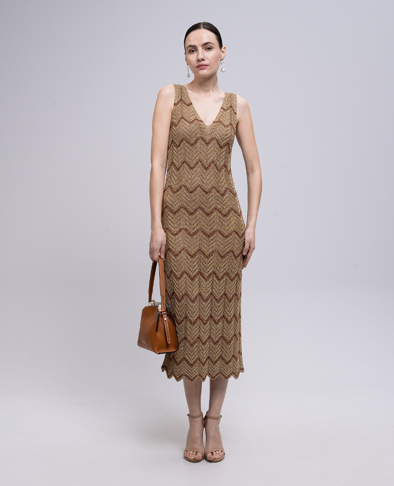 

Beige midi dress with a pattern Twinset